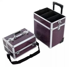 Lockable Rolling Pro Makeup Case 4MM MDF With PU Leather Panel 360 * 245 * 705mm